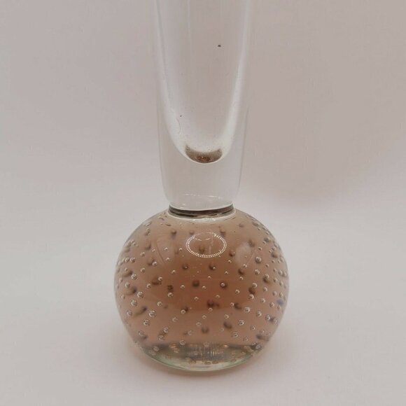 Vintage Amethyst Bubble Base Blown Glass Vase Narrow Mid Century Modern Smooth - Picture 3 of 6